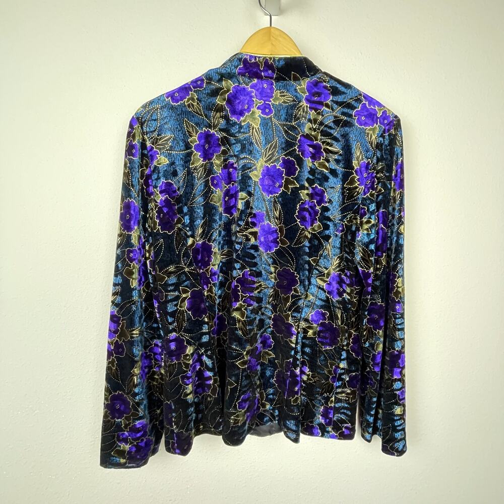 R & K Evening Floral Shacket Blazer Sz 12 Teal‎ Purple Gold Whimsigoth Fairy - Picture 3 of 8